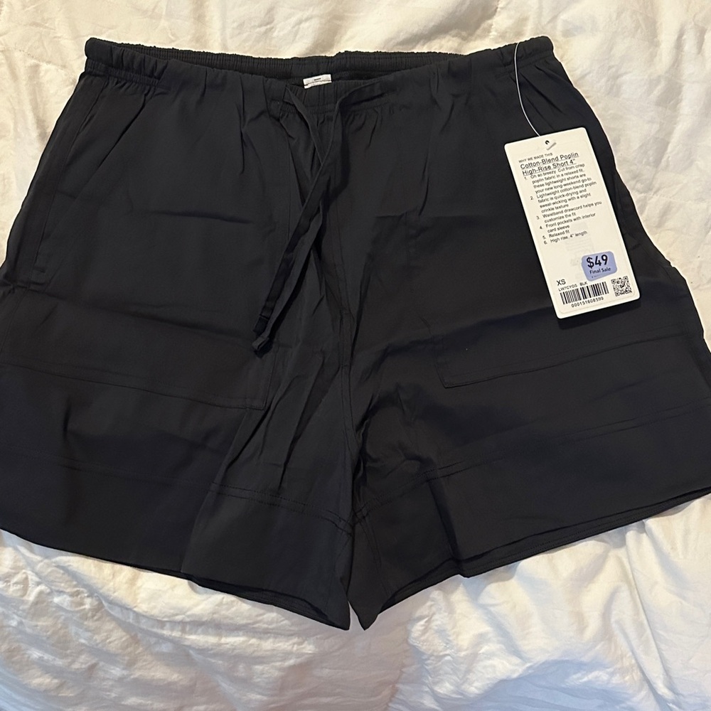 Cotton blend poplin high rise short 4”